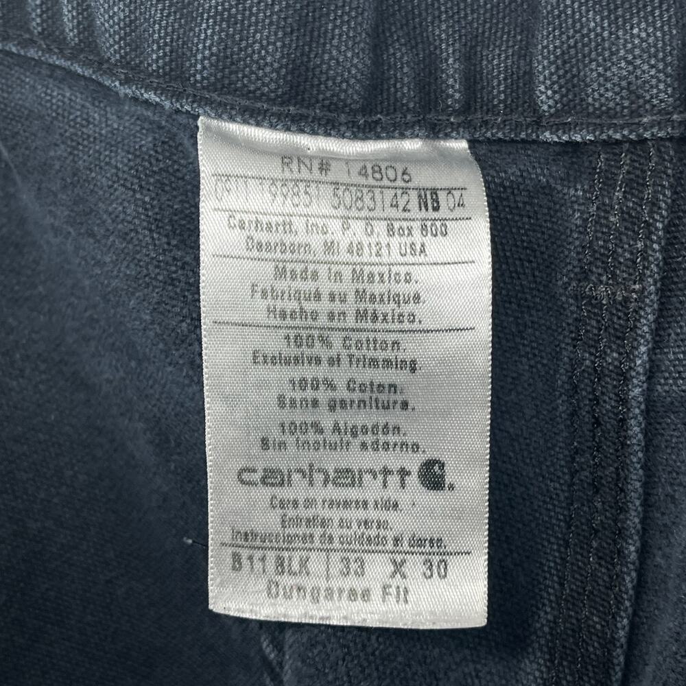 CARHARTT Pants Mens 33x30 B11 Loose Straight Washed Duck Carpenter Cotton Black - Picture 5 of 11